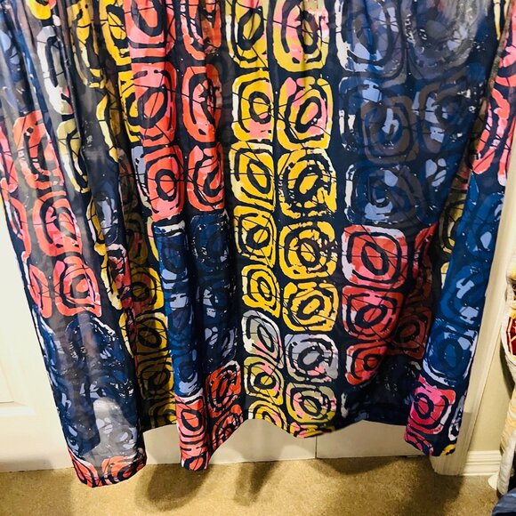 Bijelly Couture Long Maxi Dress-Large-Sheer-Ruffles-High Neck-Geometric-Colorful - Picture 13 of 15